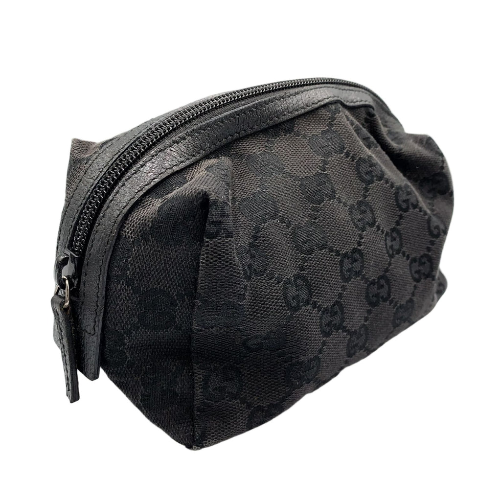 Gucci GG Pattern Leather Canvas Black Pouch Silver — view 2