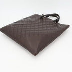 Chanel Cambon Line Flat Tote Bag Leather Dark Brown — view 3