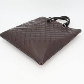 Chanel Cambon Line Flat Tote Bag Leather Dark Brown — view 3