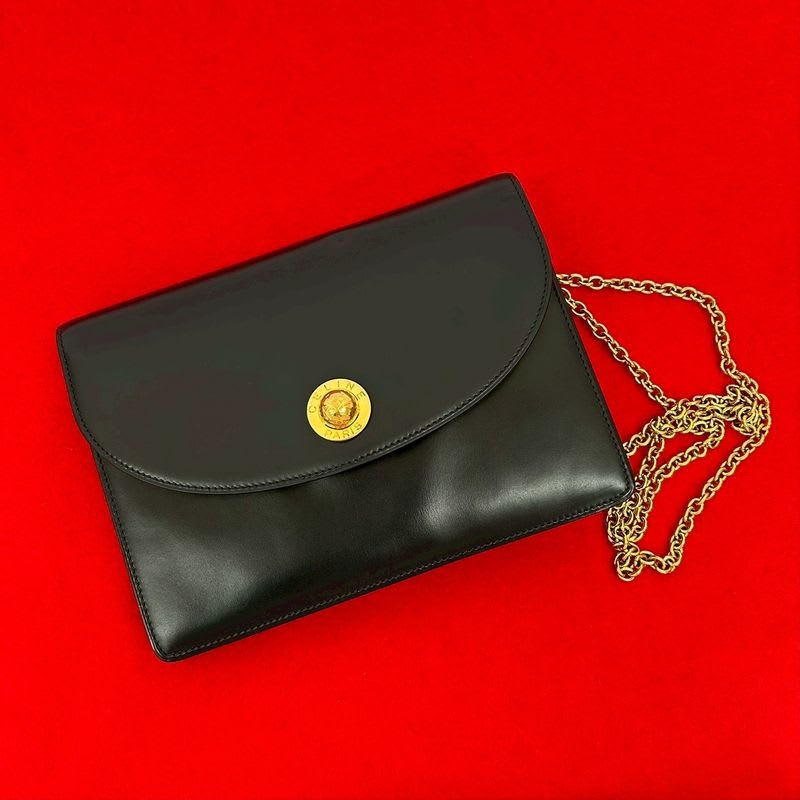 Celine Vintage Star Ball Logo Hardware Calf Leather Chain Shoulder Bag Pochette