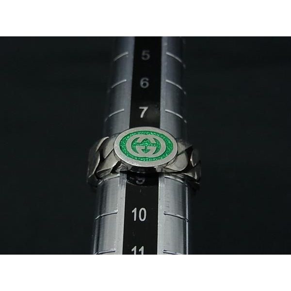 Gucci Interlocking Ring Silver Green