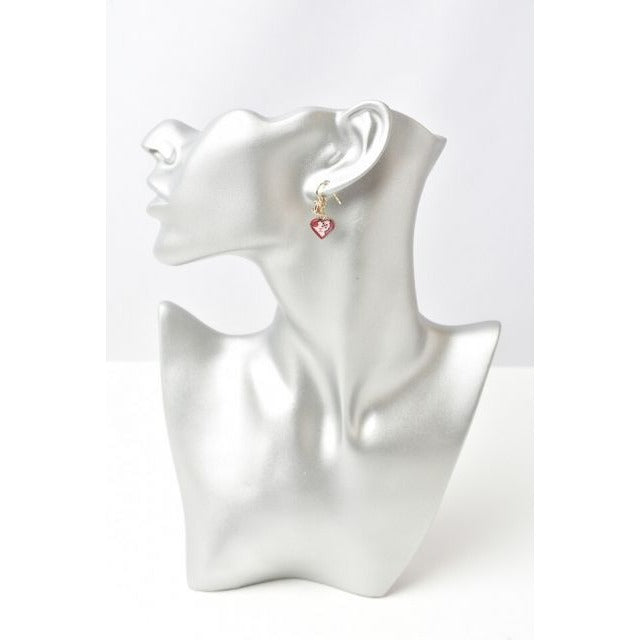 Chanel Swing Earrings CC Mark Heart Motif Pink — view 2