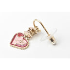 Chanel Swing Earrings CC Mark Heart Motif Pink — view 4