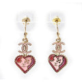 Chanel Swing Earrings CC Mark Heart Motif Pink