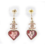 Chanel Swing Earrings CC Mark Heart Motif Pink