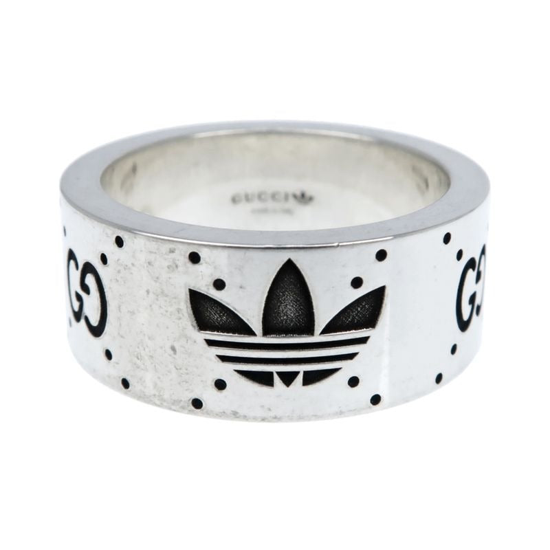 Gucci Adidas Collaboration Ring Engraving Wide Trefoil 17 AG 925 Jewelry — view 2