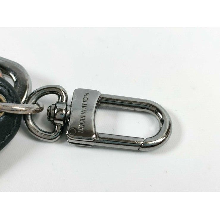 Louis Vuitton Key Holder LV Signature Chain Black Silver Monogram Ring — view 4