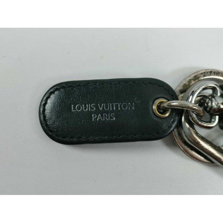 Louis Vuitton Key Holder LV Signature Chain Black Silver Monogram Ring — view 7