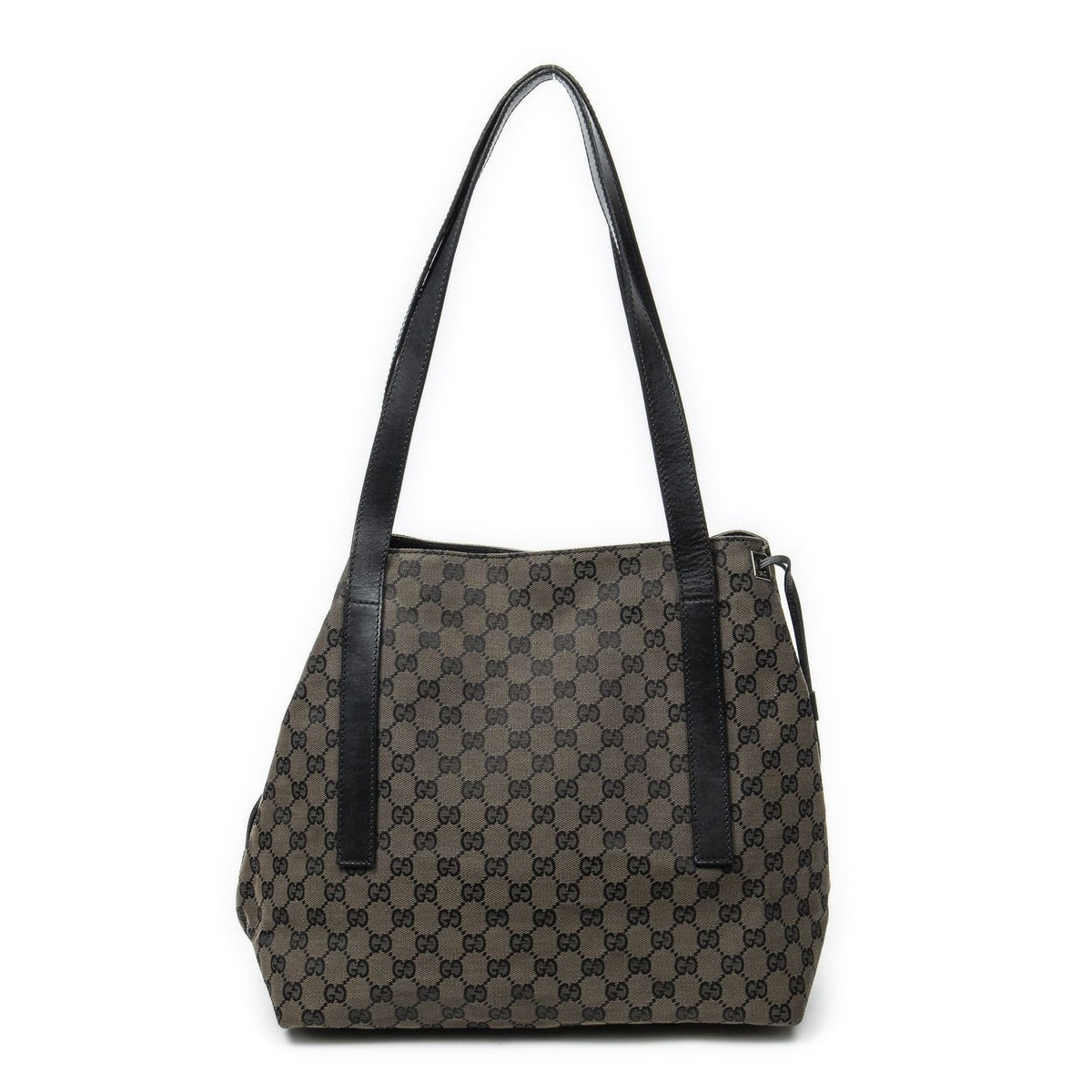 Gucci Drawstring Tote Brown Black GG Canvas — view 5