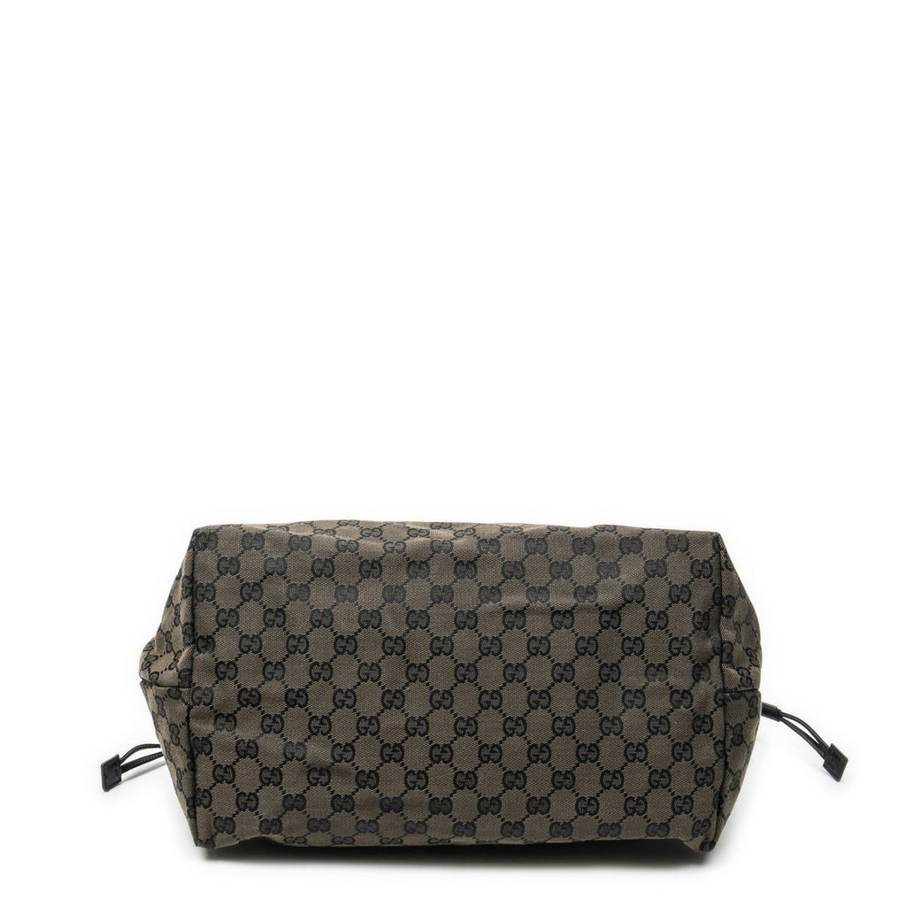 Gucci Drawstring Tote Brown Black GG Canvas — view 6