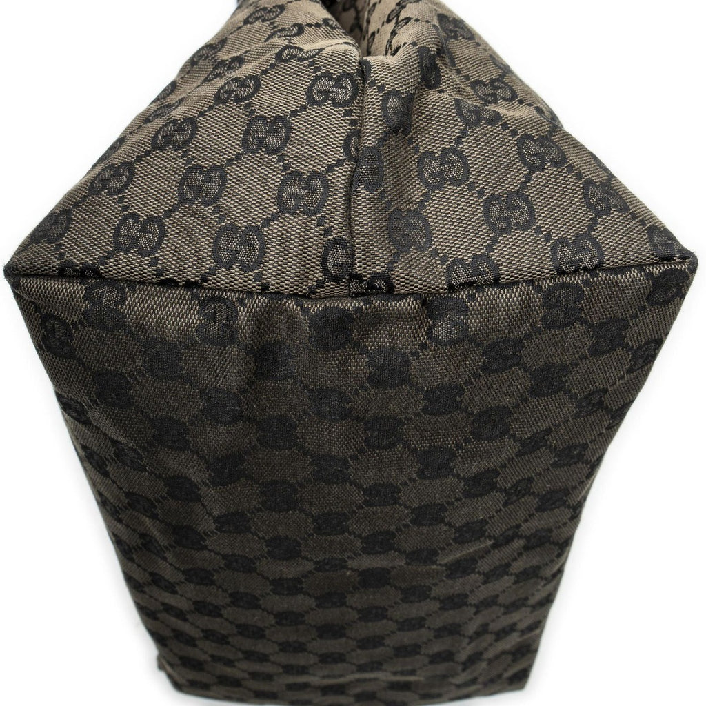 Gucci Drawstring Tote Brown Black GG Canvas — view 7