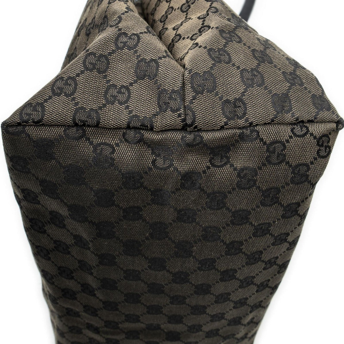 Gucci Drawstring Tote Brown Black GG Canvas — view 8