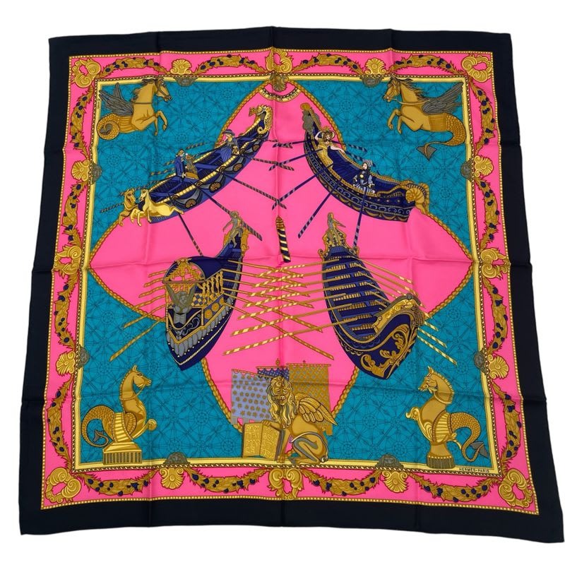 Hermes Scarf Silk Carre 90 LES BISS ONE Devenise The Sailor Of Venice Multicolor