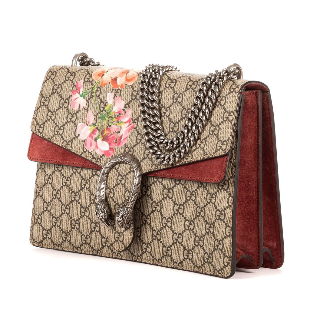 Gucci Blooms Dionysus Beige Burgundy Supreme Canvas Shoulder Bag — view 2
