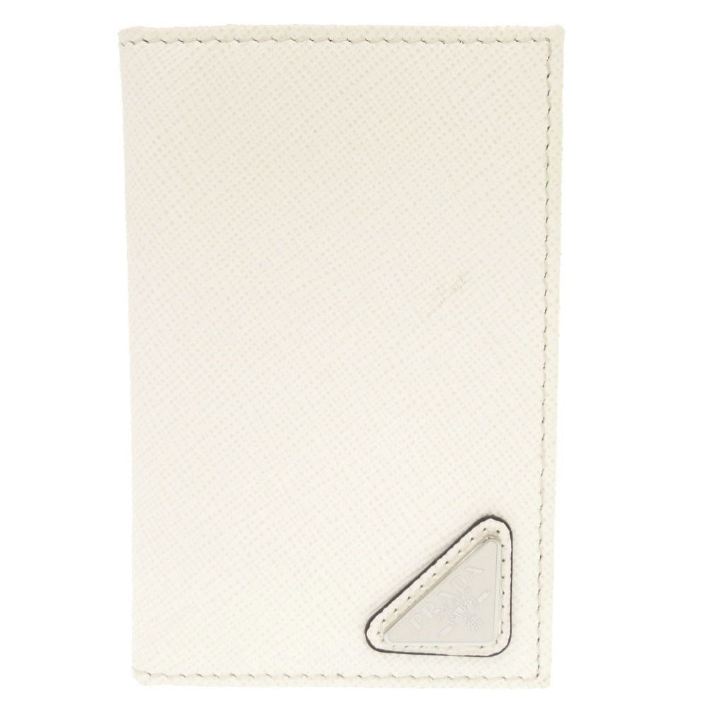 Prada Saffiano Triangle White Card Case