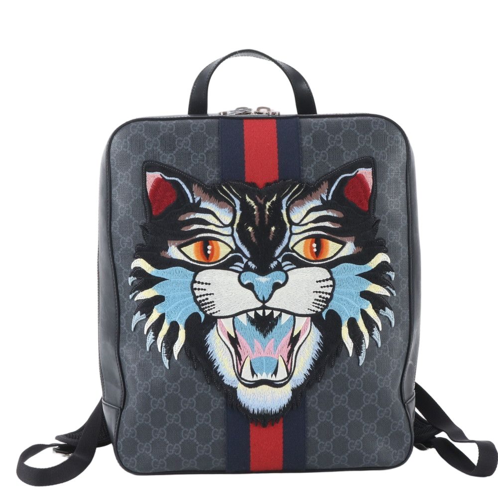 Gucci GG Supreme Angry Cat Leather Backpack