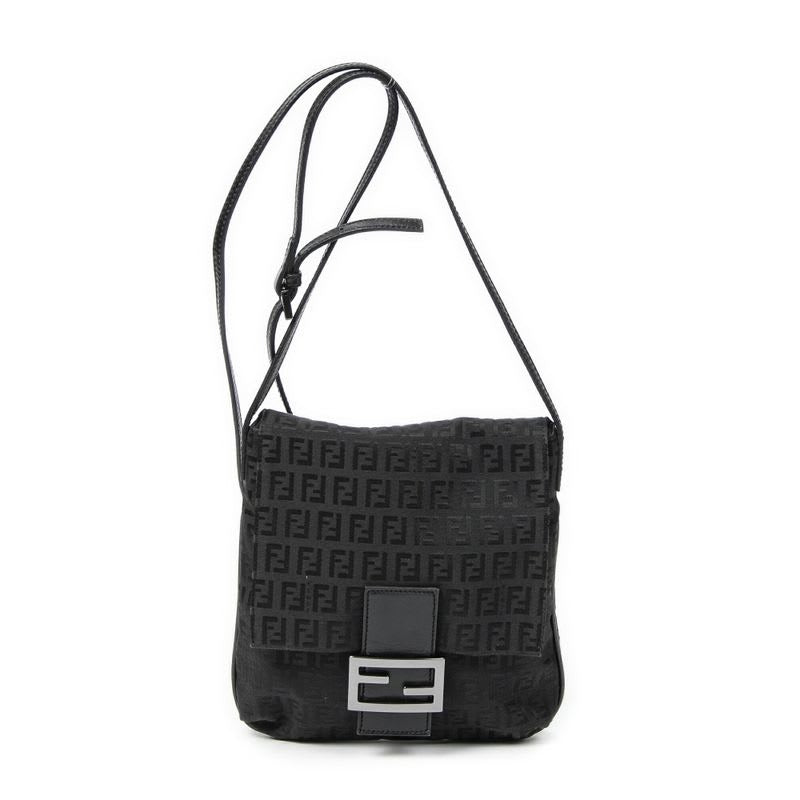 Fendi Small Flap Crossbody Black Zucchino Canvas — view 2