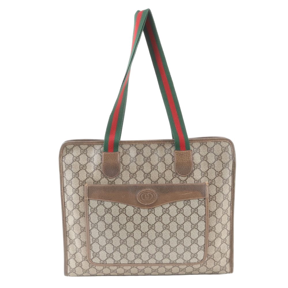 Gucci GG Supreme Sherry Line Leather Tote Shoulder Business Document
