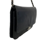 Chanel Shoulder Wallet Quilted Caviar Leather Black Silver — view 2