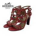 Hermes Kayla Sandals Shoes Leather Red Guadalquivir