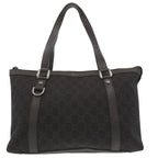 Gucci GG Abbey Tote Bag Canvas Leather Dark Brown 0767
