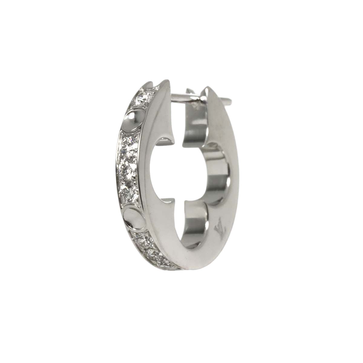 Louis Vuitton Hoop Earrings Empreinte Diamond 18k WG White Gold One Side Single