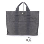 Hermes Her Line MM Serie Button Canvas Tote Bag Gray — view 2