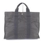 Hermes Her Line MM Serie Button Canvas Tote Bag Gray — view 3