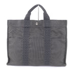 Hermes Her Line MM Serie Button Canvas Tote Bag Gray