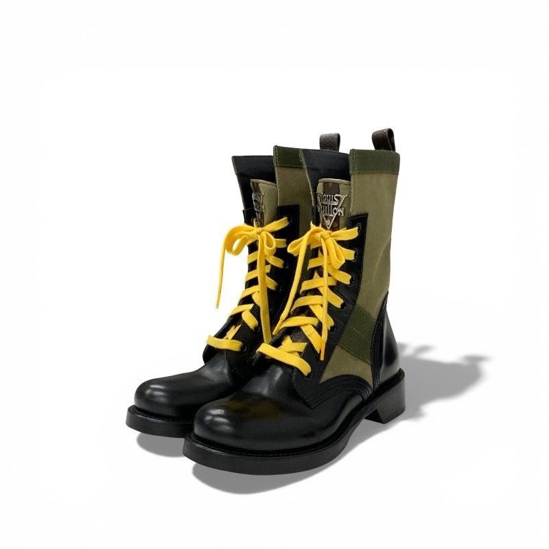 Louis Vuitton Metropolis Line Monogram Boots Short Shoes Leather Canvas Black