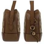Gucci Brown Gold Hardware GG Canvas Leather Crossbody Bag — view 5