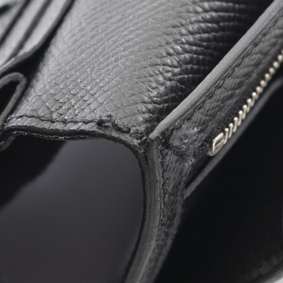 Hermes Bifold Wallet Bearn Souffle Black Leather — view 9