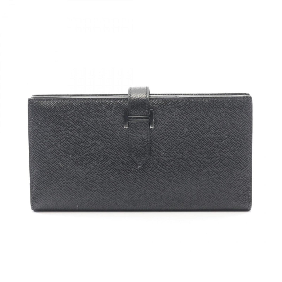 Hermes Bifold Wallet Bearn Souffle Black Leather