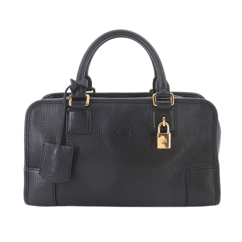 Loewe Amazona 28 Hand Bag Leather Black Gold
