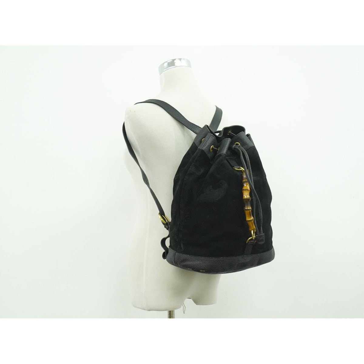 Gucci Bamboo Backpack Suede Leather Black — view 6