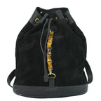 Gucci Bamboo Backpack Suede Leather Black