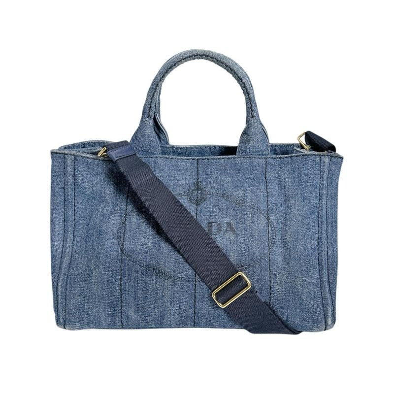 Prada Canvas Tote Bag Canapa Blue — view 2