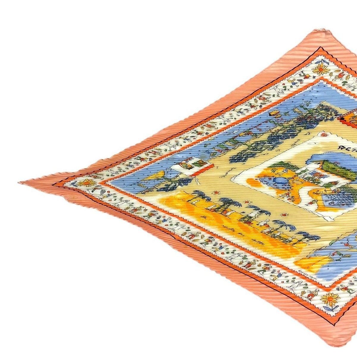 Hermes Pleats RE Tour a la Terre Return Silk Pink Scarf — view 2