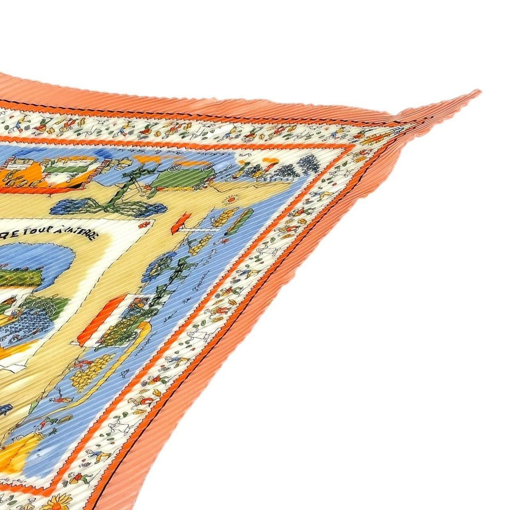 Hermes Pleats RE Tour a la Terre Return Silk Pink Scarf — view 3