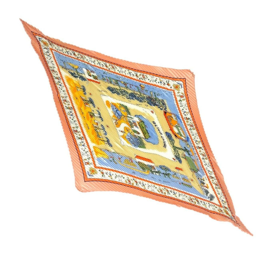 Hermes Pleats RE Tour a la Terre Return Silk Pink Scarf