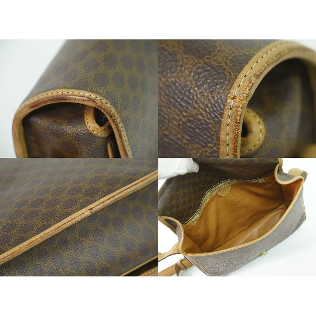 Celine Macadam Shoulder Bag Pochette Brown — view 8