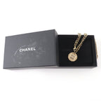 Chanel Metal CC Logo Line with Stone Coin Necklace Choker Gold — view 2