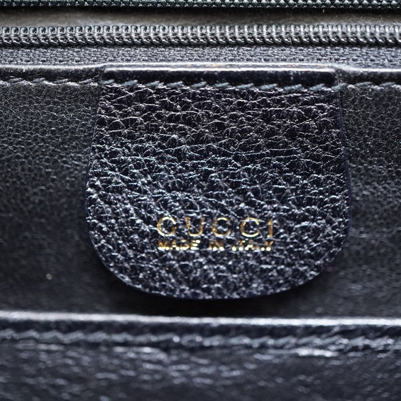 Gucci Bamboo Shoulder Hand Bag Leather Black With Strap 0056 — view 9