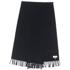 Hermes Cashmere Logo Embroidery Fringe Scarf Shawl Simple — view 2