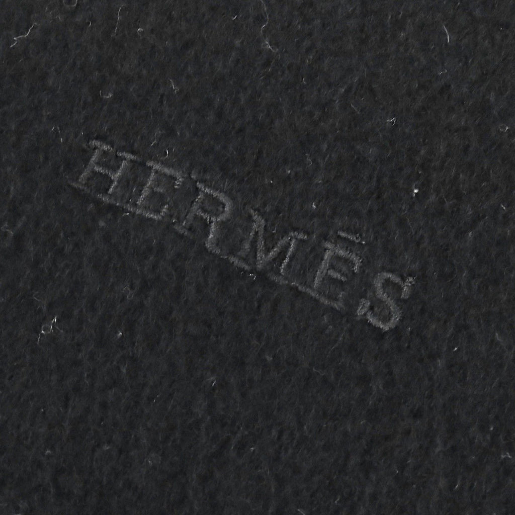 Hermes Cashmere Logo Embroidery Fringe Scarf Shawl Simple — view 6