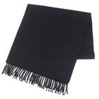Hermes Cashmere Logo Embroidery Fringe Scarf Shawl Simple
