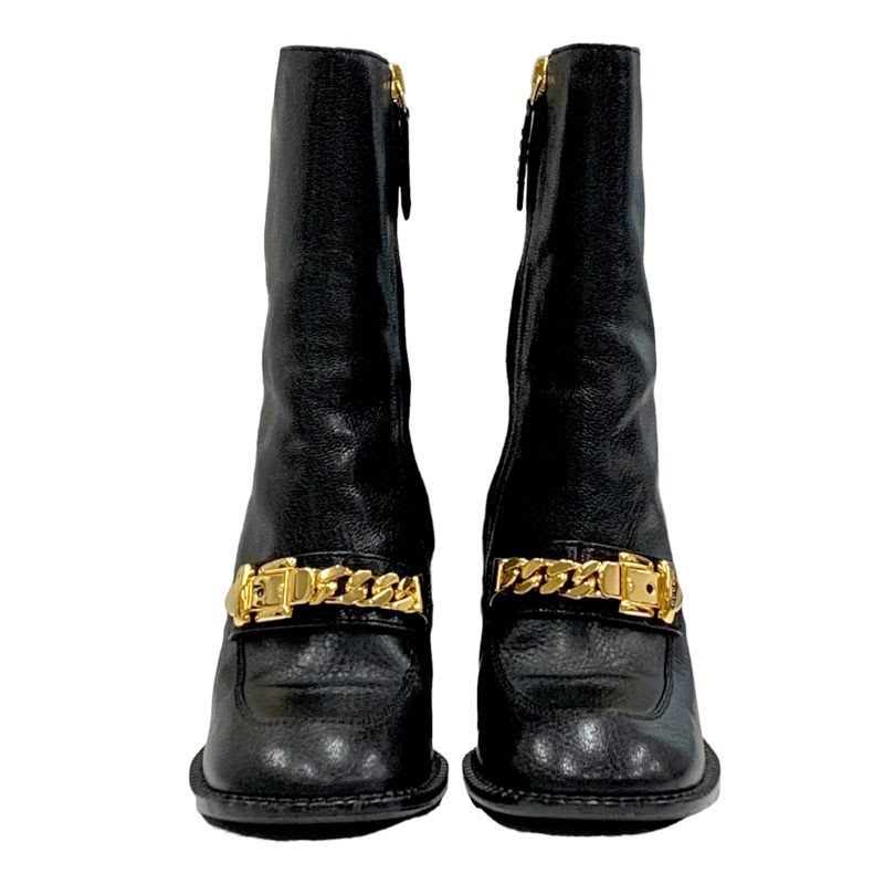 Gucci Boots Short Shoes Chain Belt Leather Black — view 3