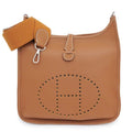 Hermes Evelyne 3 PM Gold Taurillon Clemence W Shoulder Bag Brown