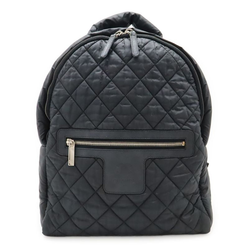 Chanel Cocococoon Backpack Rucksack Sac Daypack Quilted Nylon Leather Black