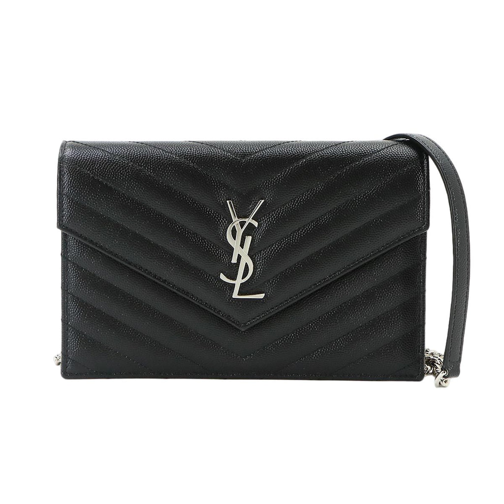 Saint Laurent Cassandra Envelope Chain Wallet Leather Black Shoulder Bag